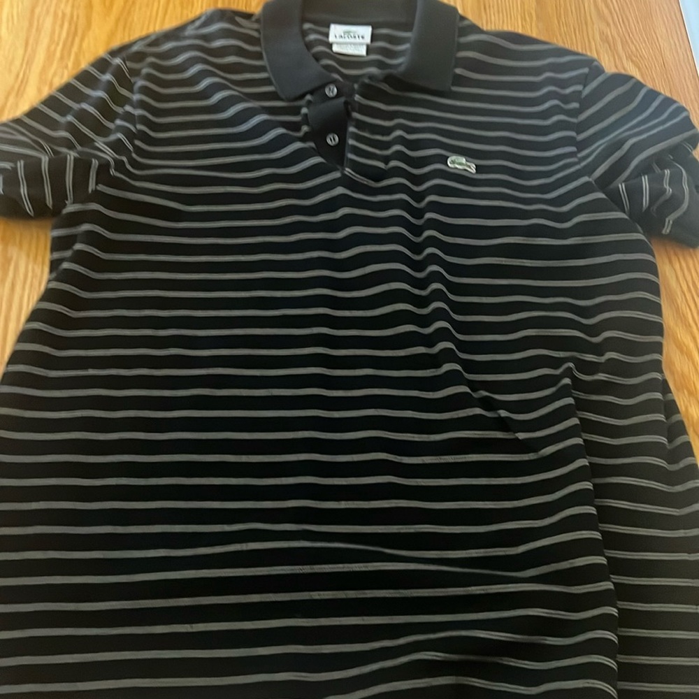 Lacoste black striped polo, Lacoste size 6
